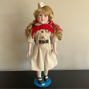 MYD Marian Yu Designs Girl Scout Porcelain Doll 19 Inch Vintage 1989